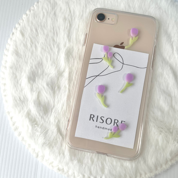 チューリップのスマホケース（全体）【iPhone全機種対応】レジン iPhone16 iPhone15 クリアケース 5枚目の画像
