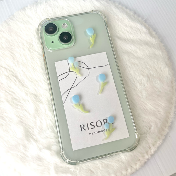 チューリップのスマホケース（全体）【iPhone全機種対応】レジン iPhone16 iPhone15 クリアケース 6枚目の画像