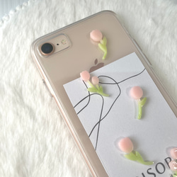 チューリップのスマホケース（全体）【iPhone全機種対応】レジン iPhone16 iPhone15 クリアケース 3枚目の画像