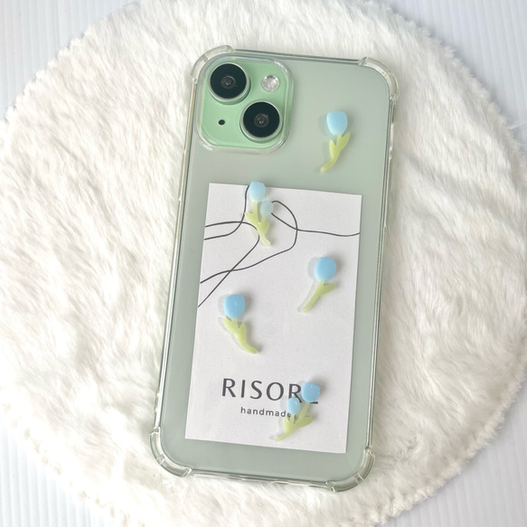 チューリップのスマホケース（全体）【iPhone全機種対応】レジン iPhone16 iPhone15 クリアケース 2枚目の画像