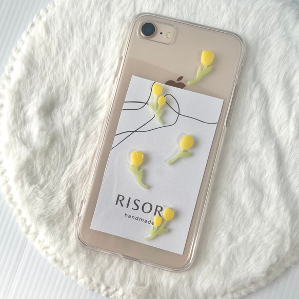 チューリップのスマホケース（全体）【iPhone全機種対応】レジン iPhone16 iPhone15 クリアケース 8枚目の画像