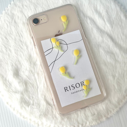 チューリップのスマホケース（全体）【iPhone全機種対応】レジン iPhone16 iPhone15 クリアケース 4枚目の画像