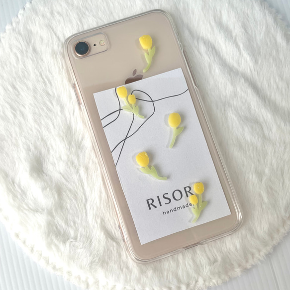 チューリップのスマホケース（全体）【iPhone全機種対応】レジン iPhone16 iPhone15 クリアケース 4枚目の画像