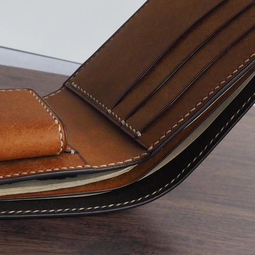 新品【総手縫い・本革】マルゴーレザー使用　レザーウォレット　オールハンドステッチ 総手縫い│イタリアンレザーマルゴー│2つ折財布│フィエーノ