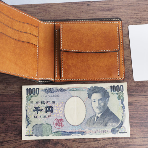 総手縫い│イタリアンレザーマルゴー│2つ折財布│フィエーノ(オレンジ