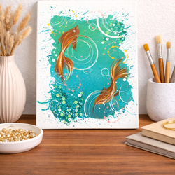 はじけてgoldfish｜原画｜インテリアアート｜キャンバス作品｜北欧