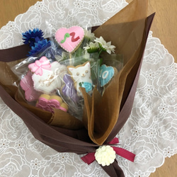 『Creema限定新作』お好きなデザインで！カサブランカの花束風のアイシングクッキー※白砂糖不使用身体に優しい 6枚目の画像