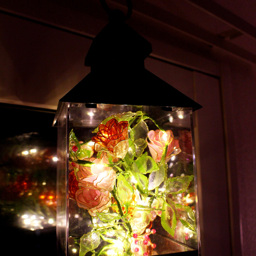 アメリカンフラワー　電気スタンド 光り輝くお花が照らす】ディップアートランタン アメリカン