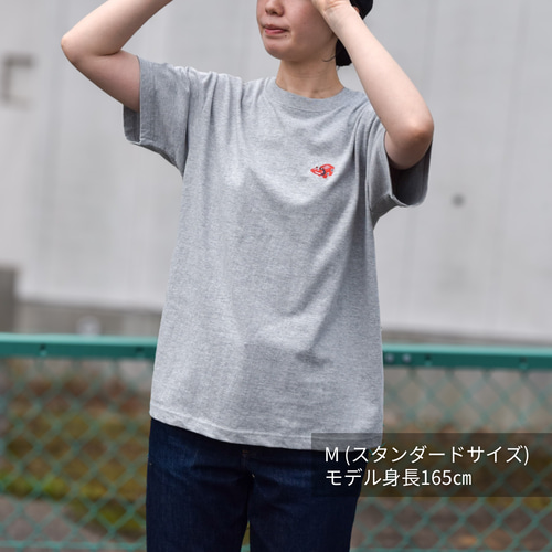 2025新作】赤べこワンポイント刺繍Tシャツ【ミックスグレー】親子