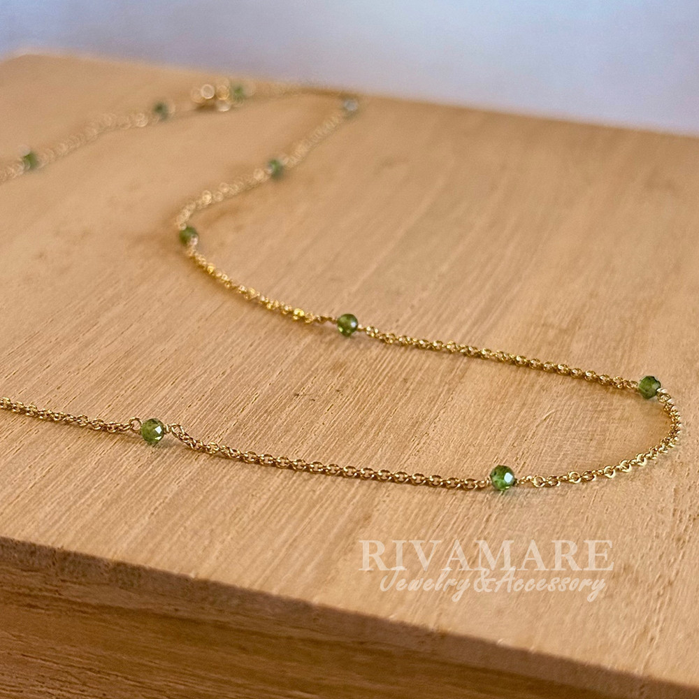 ー彩りの森ー グリーントルマリン ヴェルデライト ステーションネックレス