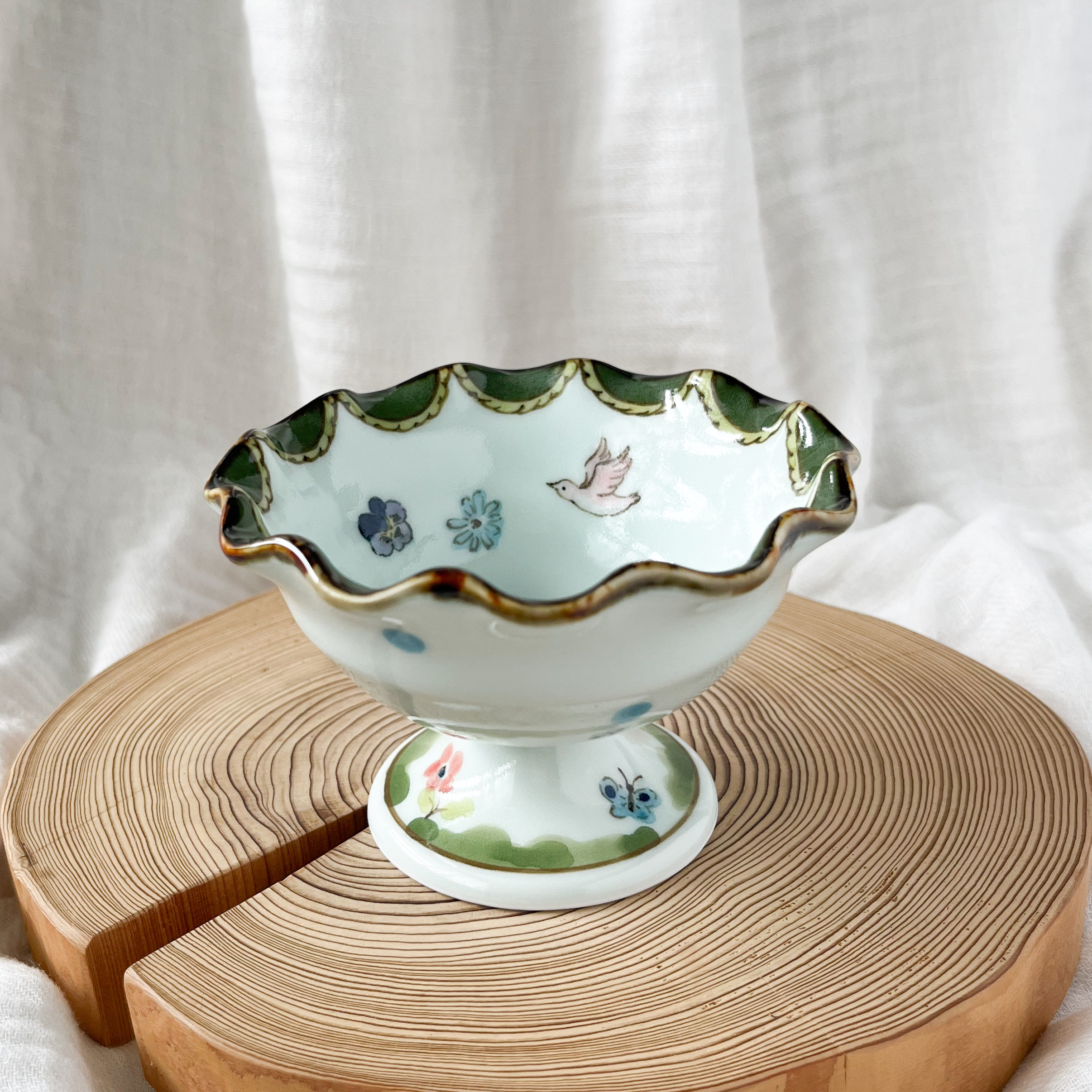 チコロット❤️高台つき小鉢❤️すべて手描き❤️染付け❤️デザートカップ❤️プリン皿❤️フリーボウル❤️bowl