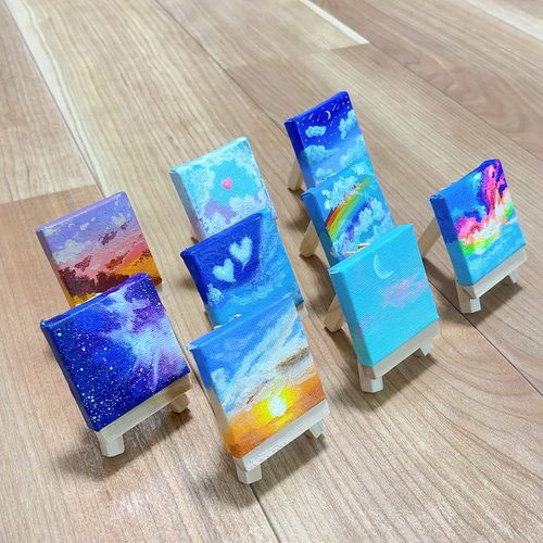 5cm】☆9個セット！たくさんの空 キャンバスアート カラフル アクリル