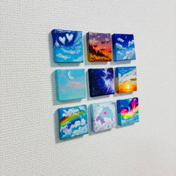 5cm】☆9個セット！たくさんの空 キャンバスアート 原画 カラフル 色の