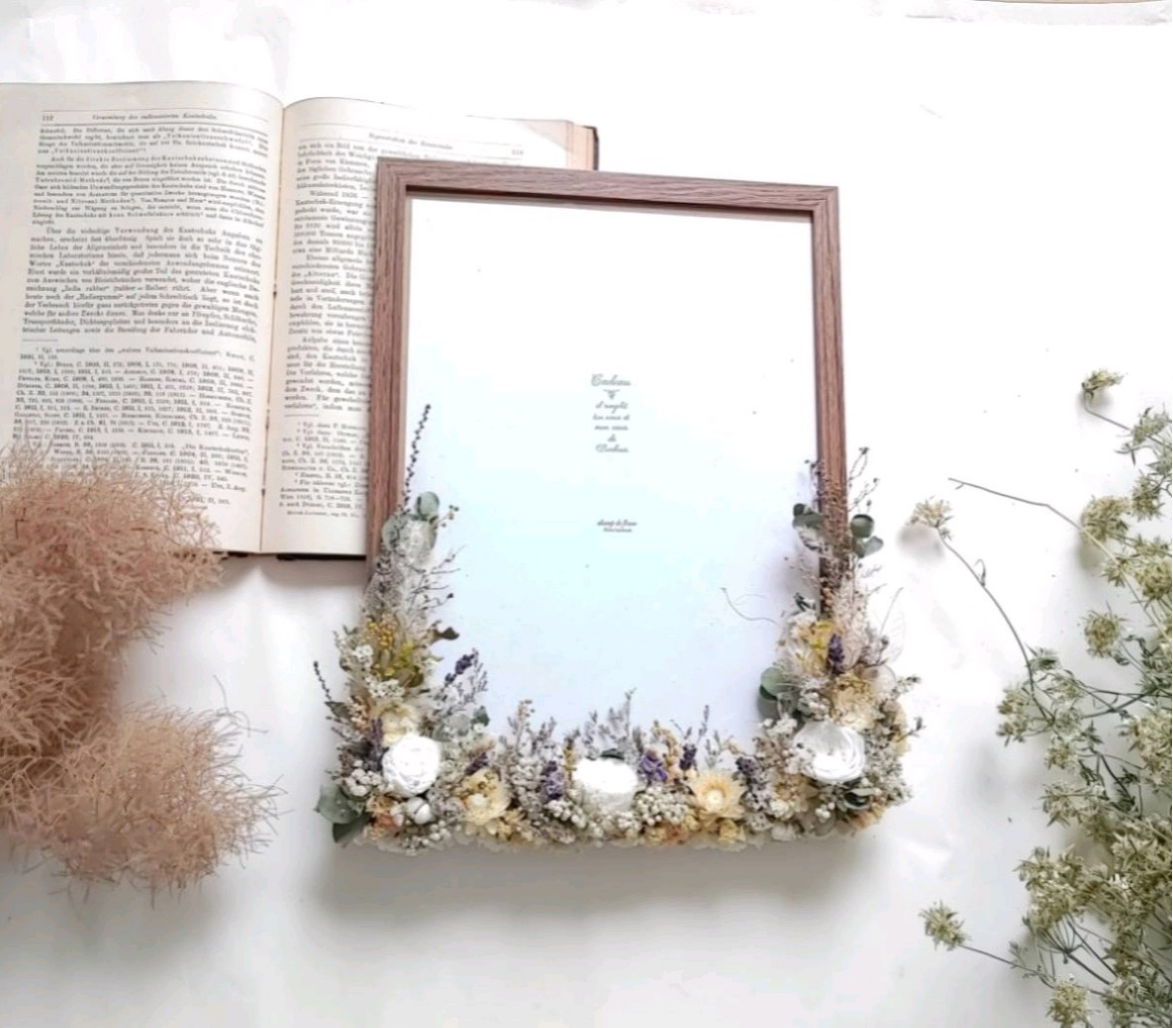 【A4サイズ】ドライフラワーのフォトフレーム ウェルカムボード ウェディング 結婚式 結婚祝い 贈呈花 ご両親 受付花