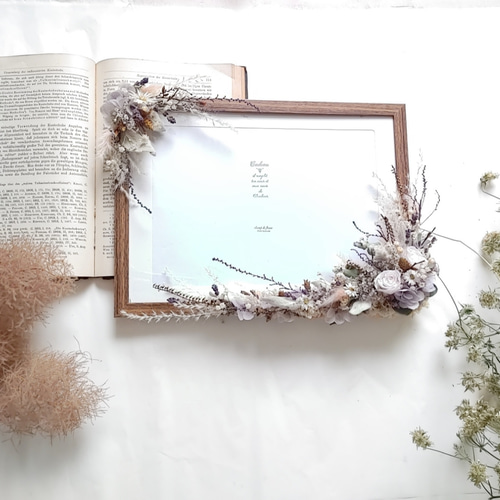 【結婚祝い】【ウェルカムボード】ドライフラワー フラワーフレーム A4サイズ】ドライフラワーのフォトフレーム ウェルカムボード