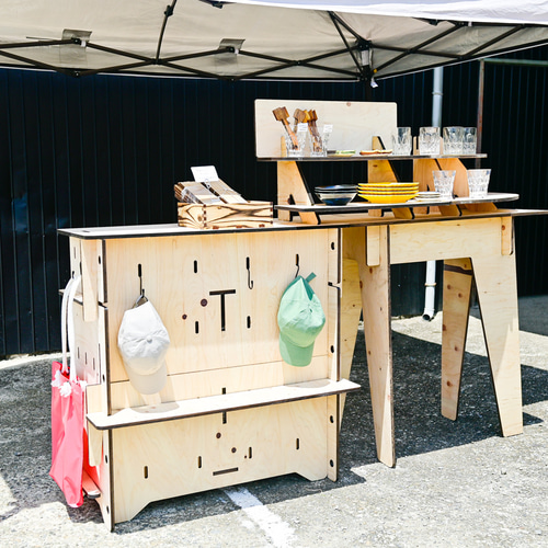 手作り レジカウンター2段オープンシェルフマルシェイベント出店