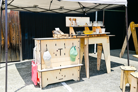 いち　お店型什器 （６枚屋根）　計３点　（イベント什器　ハンドメイド） イベント什器 WANINASHI WORKS