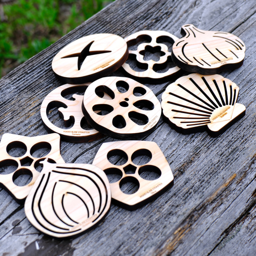 森のコースター〈野菜の断面編〉 小皿 わたらせ木工店 通販 19435402