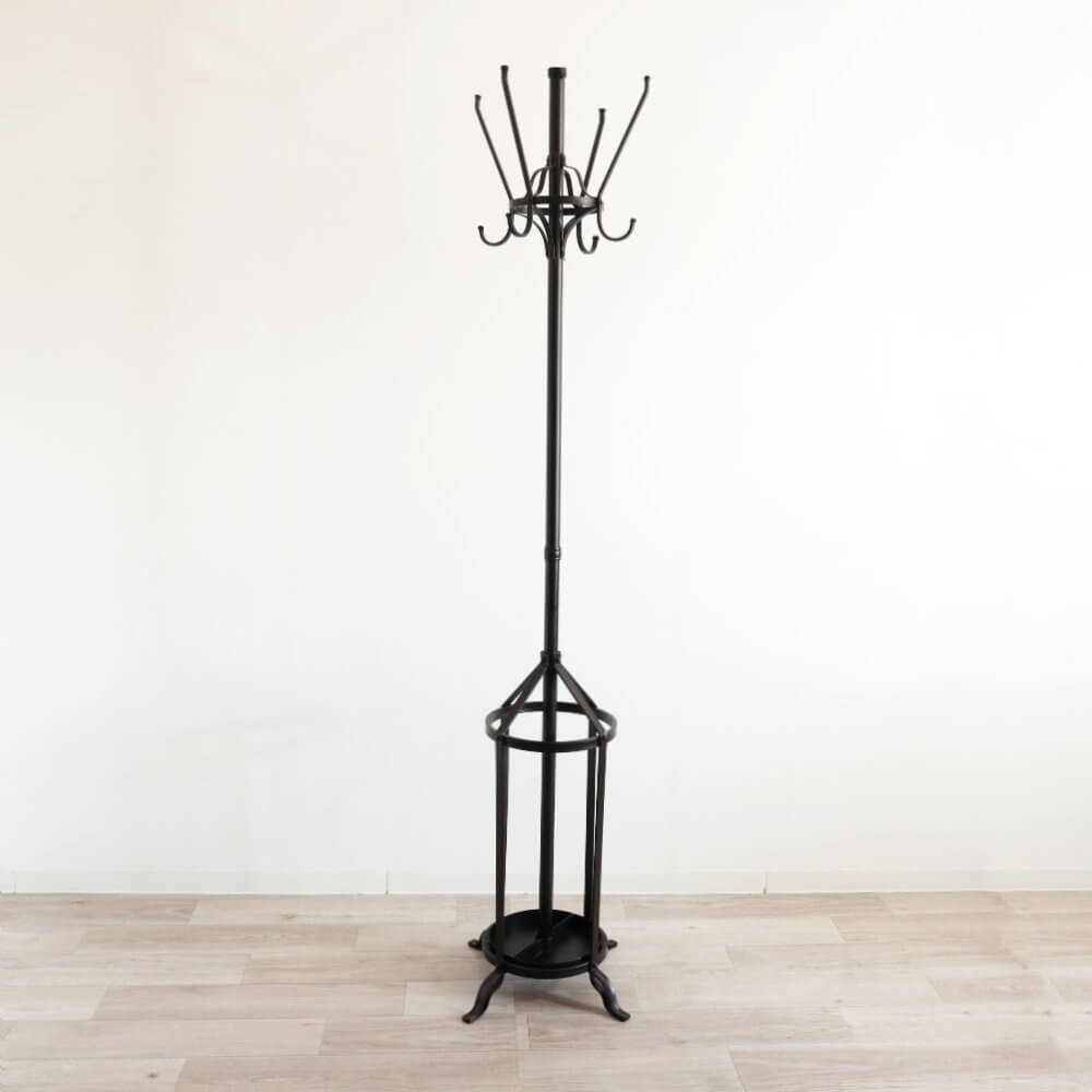 アイアンスタンドハンガーラック＆傘立て Black