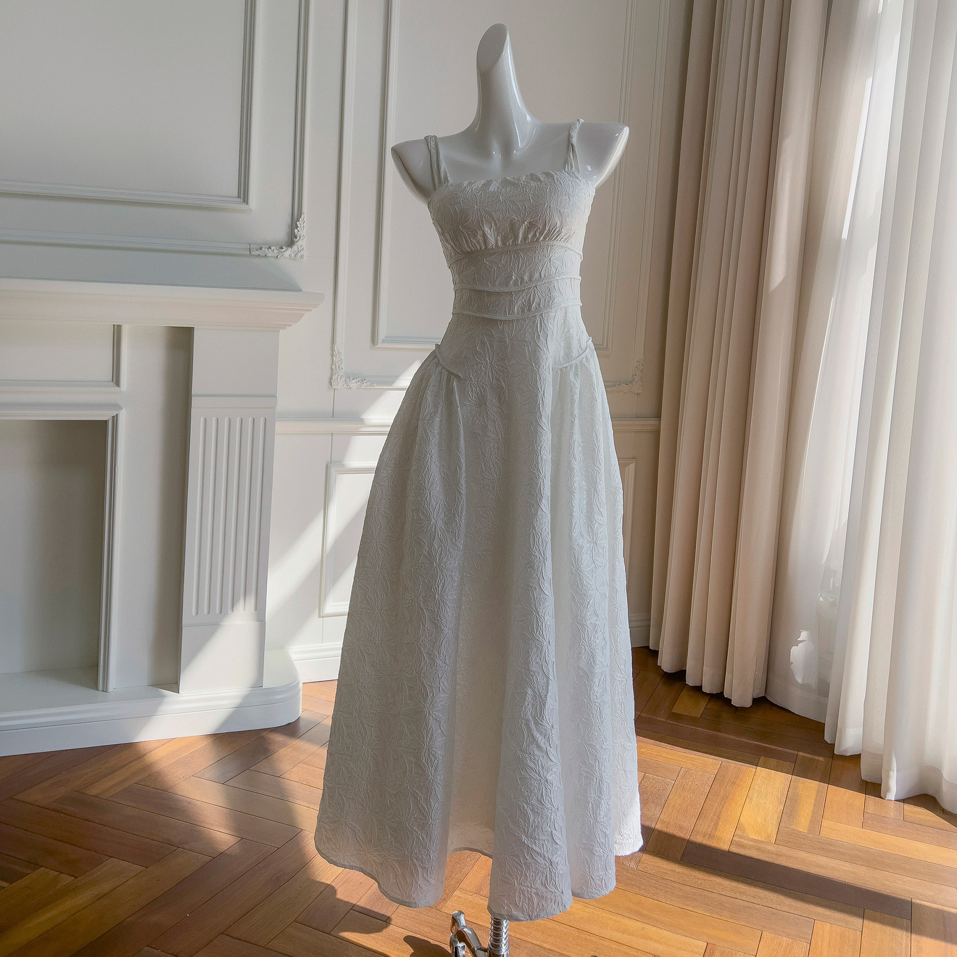 ドレス パーティー ウェディング ワンピース ロング プリンセス 白 痩せる 上品 優雅 韓国風 結婚式 お呼ばれ