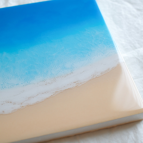 53㎝　レジンアート　海　プルメリア　絵画　原画　まあちゃんとなります 原画】【R250507】A4 海アート レジンアート インテリア アート