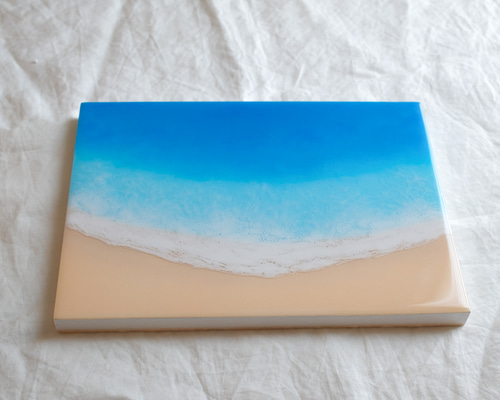 53㎝　レジンアート　海　プルメリア　絵画　原画　まあちゃんとなります 原画】【R250507】A4 海アート レジンアート インテリア アート