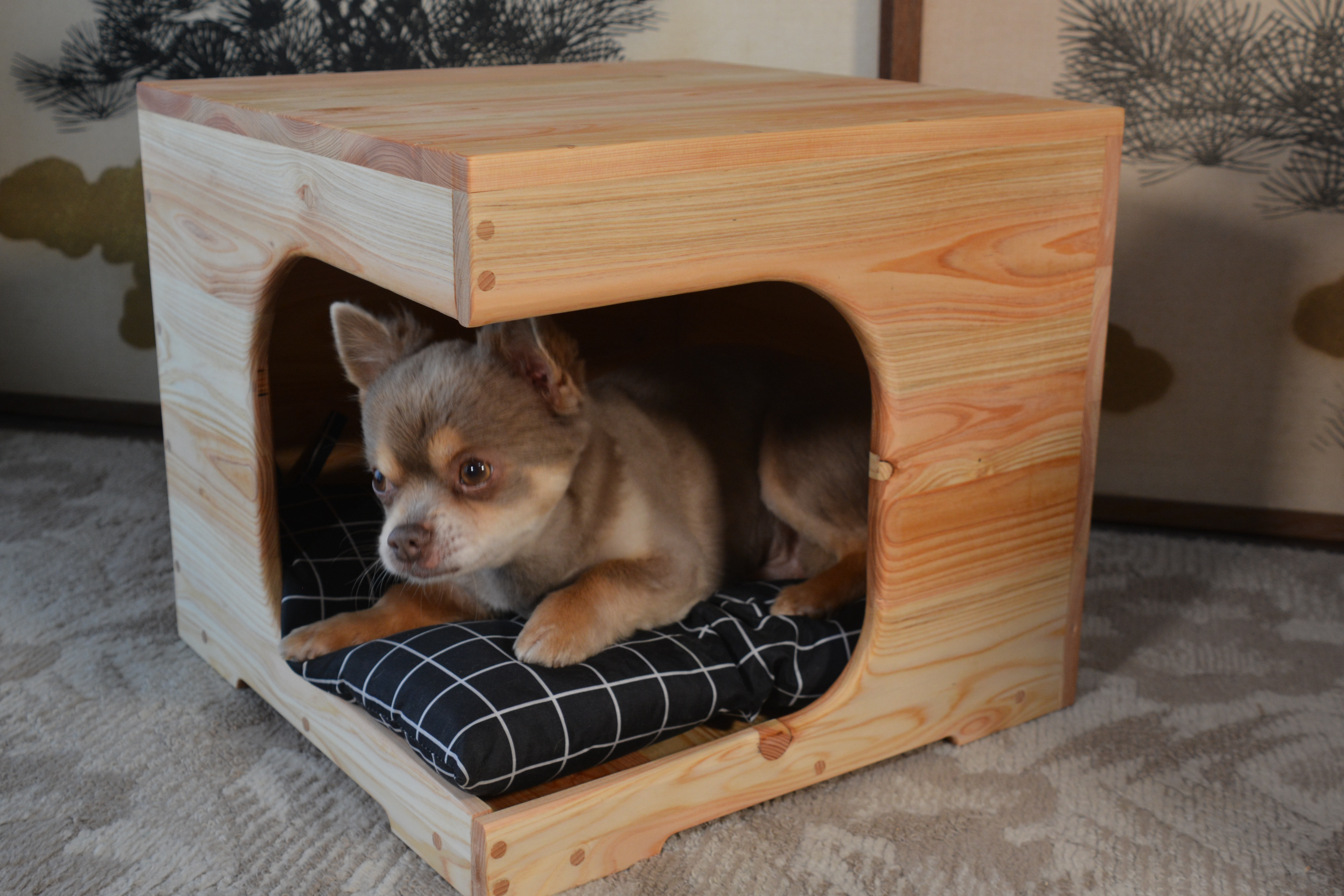 ドックハウス　本体幅40cm 奥行40cm 高さ35cm 　ペットハウス　無垢のヒノキ