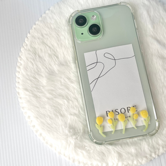 チューリップのスマホケース（した）【iPhone全機種対応】レジン iPhone16 iPhone15 クリアケース 3枚目の画像