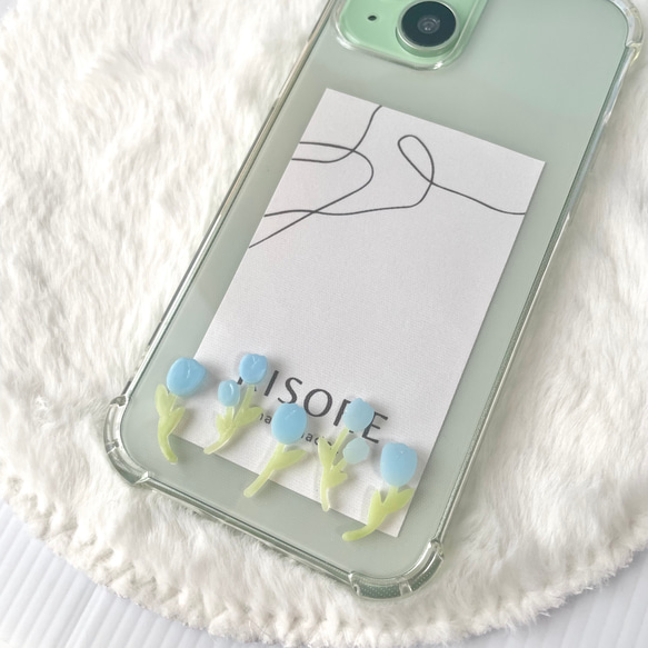 チューリップのスマホケース（した）【iPhone全機種対応】レジン iPhone16 iPhone15 クリアケース 4枚目の画像