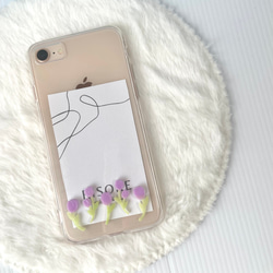 チューリップのスマホケース（した）【iPhone全機種対応】レジン iPhone16 iPhone15 クリアケース 5枚目の画像