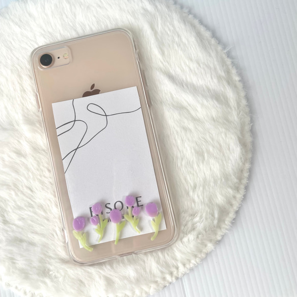 チューリップのスマホケース（した）【iPhone全機種対応】レジン iPhone16 iPhone15 クリアケース 5枚目の画像