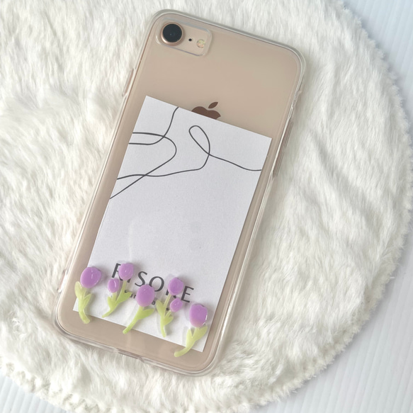 チューリップのスマホケース（した）【iPhone全機種対応】レジン iPhone16 iPhone15 クリアケース 9枚目の画像