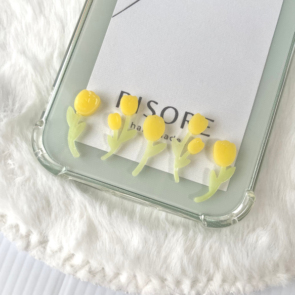 チューリップのスマホケース（した）【iPhone全機種対応】レジン iPhone16 iPhone15 クリアケース 7枚目の画像