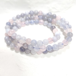 天然石　希少　ブルーローズクォーツ　ブレスレット ブルーローズクォーツ◇3連◇ネックレス◇ブレスレット◇希少