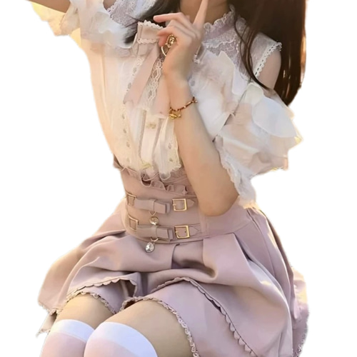 甘ロリ×クラシカル】選べる2色♡フリルレースブラウス＆ビスチェ
