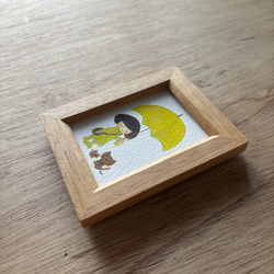 「 黄色い傘」ミニ額　原画 2枚目の画像