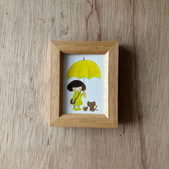 「 黄色い傘」ミニ額　原画 1枚目の画像