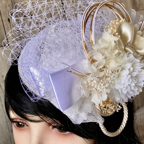 翌日発送 ヘッドドレス【トークハット】カクテルハット トーク帽 水引 マム ウェディング 和装 結婚式 着物 紐飾り