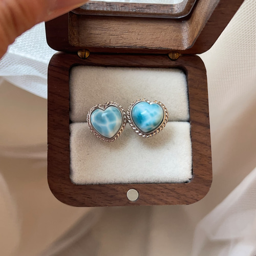 天然無処理　ラリマー 可愛いハート♡ ピアス No266 天然無処理 ラリマー 可愛いハート♡ ピアス No266 ピアス