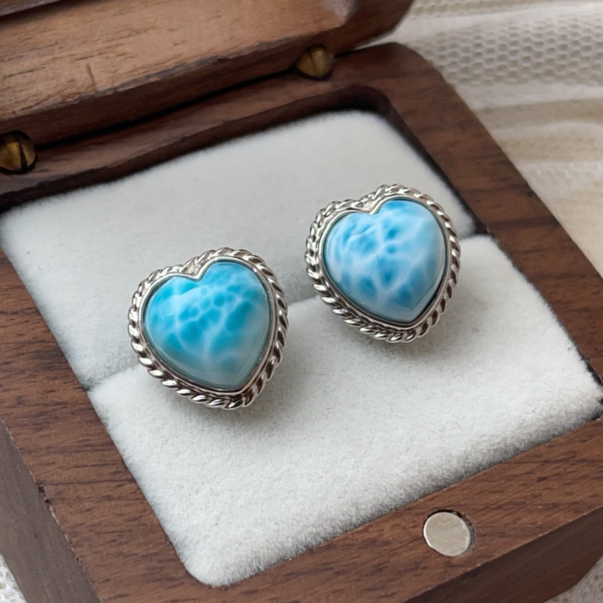 天然無処理　ラリマー 可愛いハート♡ ピアス No256 天然無処理 ラリマー 可愛いハート♡ ピアス No256 ピアス