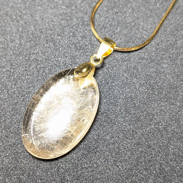 ゴールドルチル クォーツ ペンダント シルバー925 ネックレスチェーン付 金針が盛りだくさんの水晶 お守り効果 天然石 20枚目の画像