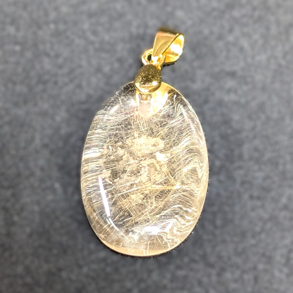 ゴールドルチル クォーツ ペンダント シルバー925 ネックレスチェーン付 金針が盛りだくさんの水晶 お守り効果 天然石 4枚目の画像