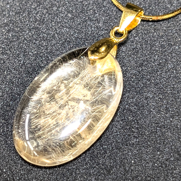 ゴールドルチル クォーツ ペンダント シルバー925 ネックレスチェーン付 金針が盛りだくさんの水晶 お守り効果 天然石 18枚目の画像