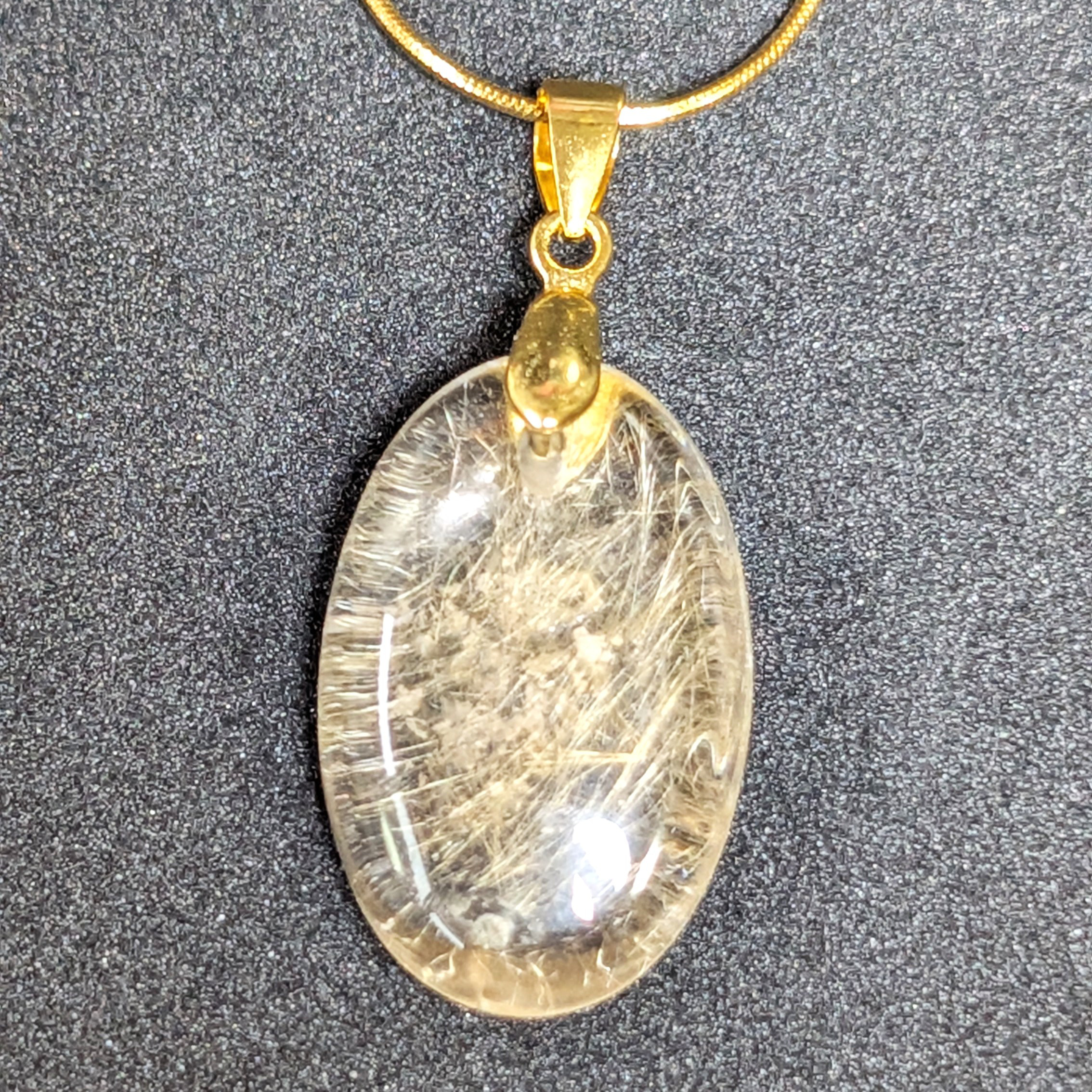 【金針が盛りだくさんの水晶】ゴールドルチルクォーツ ペンダント シルバー925 チェーン付 贈り物 ギフト プレゼント