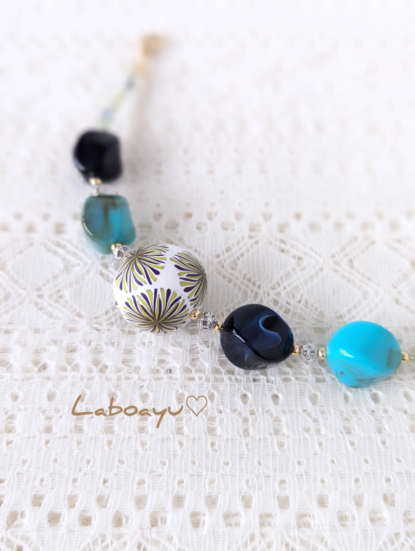 羽織紐〈菊〉White×ワサビ・桔梗mix