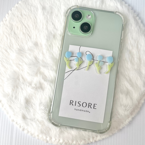チューリップのスマホケース（真ん中）【iPhone全機種対応】レジン iPhone16 iPhone15 クリアケース 5枚目の画像
