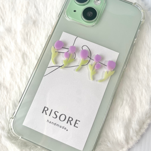 チューリップのスマホケース（真ん中）【iPhone全機種対応】レジン iPhone16 iPhone15 クリアケース 7枚目の画像