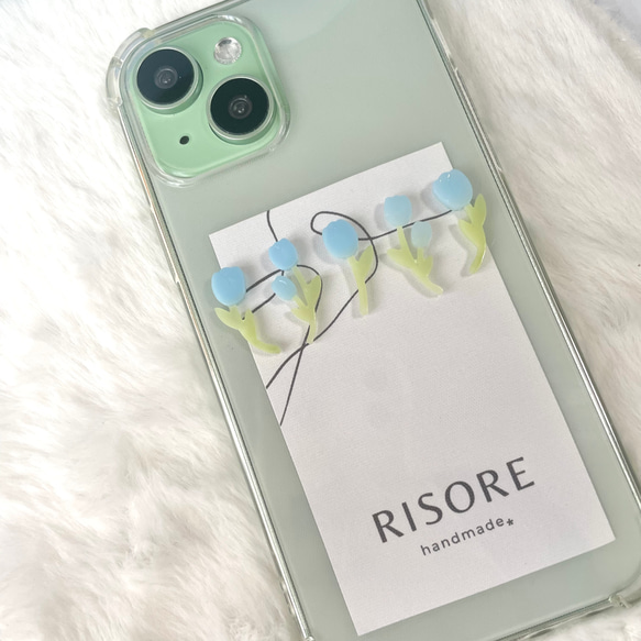 チューリップのスマホケース（真ん中）【iPhone全機種対応】レジン iPhone16 iPhone15 クリアケース 9枚目の画像