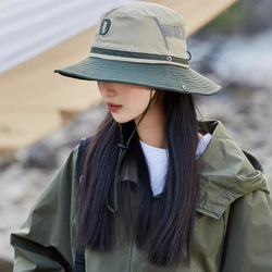 超巨大つば付き登山帽子男速乾防水夏の頭でっかち漁師帽軍緑女小顔カップル 2枚目の画像