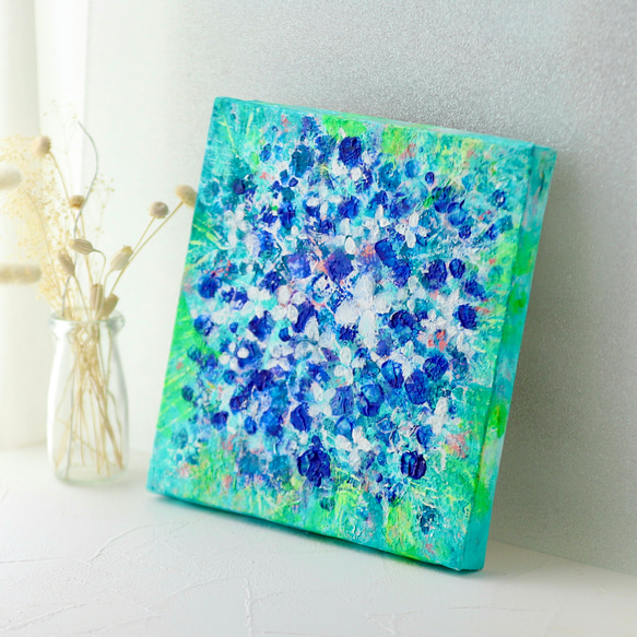 【原画】紫陽花 　約227×227×20mm（SSMサイズ）キャンバス　送料無料　紫陽花2025 2枚目の画像